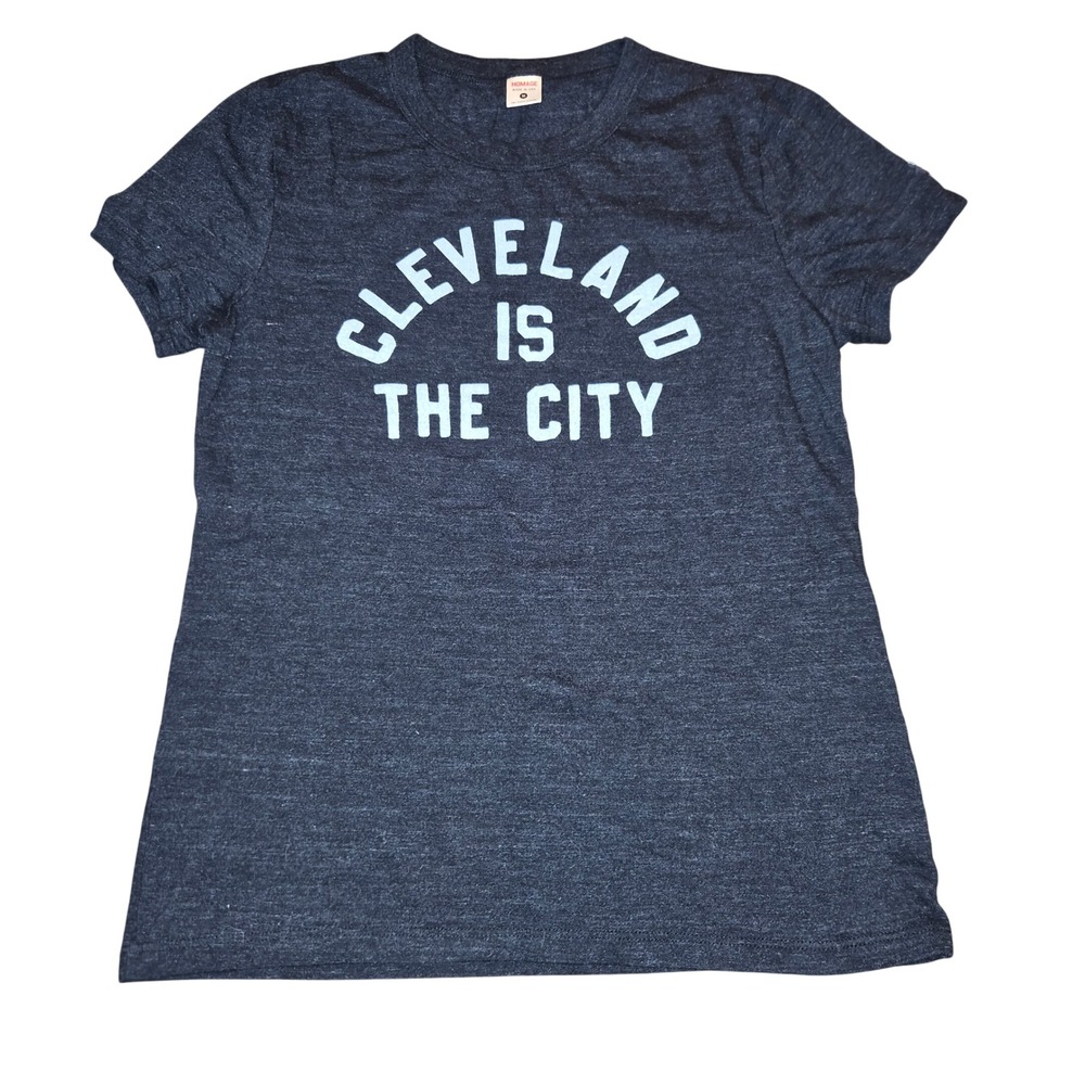 Homage Cleveland Is The City Graphic T-Shirt Charcoal Gray Heather Womens Medium